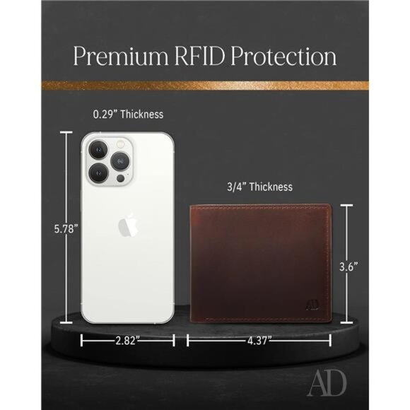 Slim Leather Bifold Wallets For Men - Minimalist Mens Wallet RFID Blocking - Picture 4 of 7